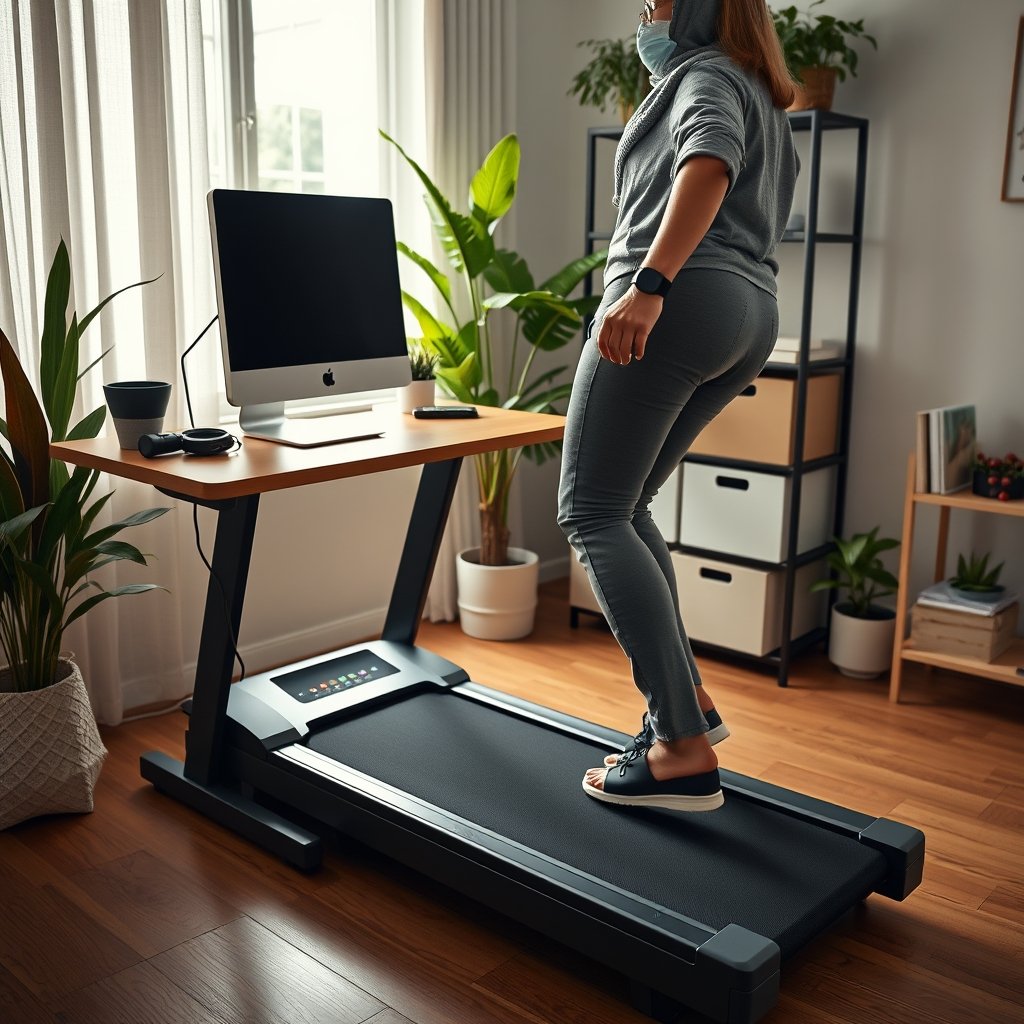 folding treadmill in action