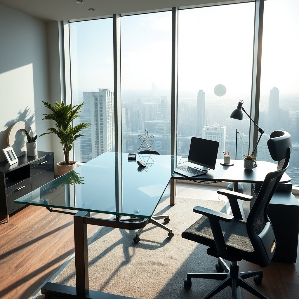 glass desk product view