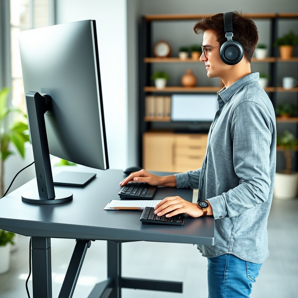 standing desk in action